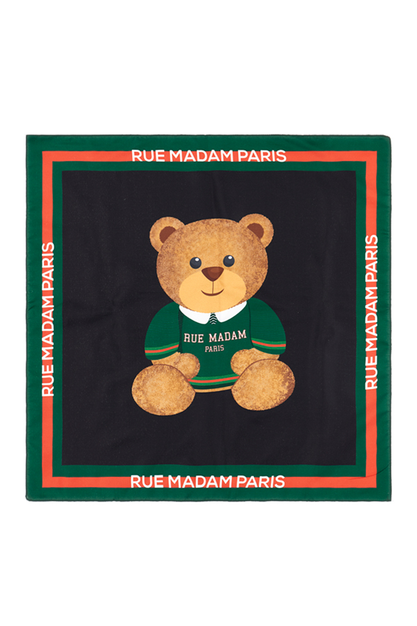 Carre' Paris Teddy Black de Rue Madam Paris, pañuelo elegante en tonos negros con diseño versátil, ideal para cualquier ocasión.