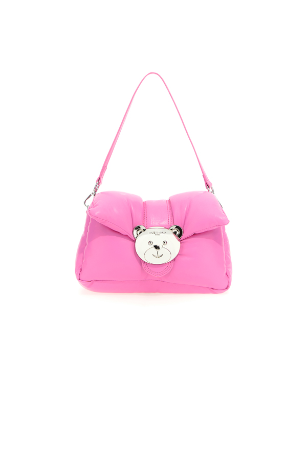 Bolso Puffy It Bag Fuchsia de Rue Madam Paris, diseño acolchado en fucsia con detalle de oso plateado, perfecto para un estilo atrevido y colorido.