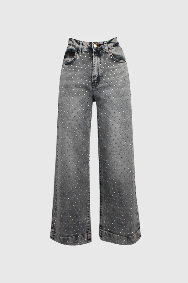 Jeans de corte coulotte con cristales Swarovski - Odi et Amo